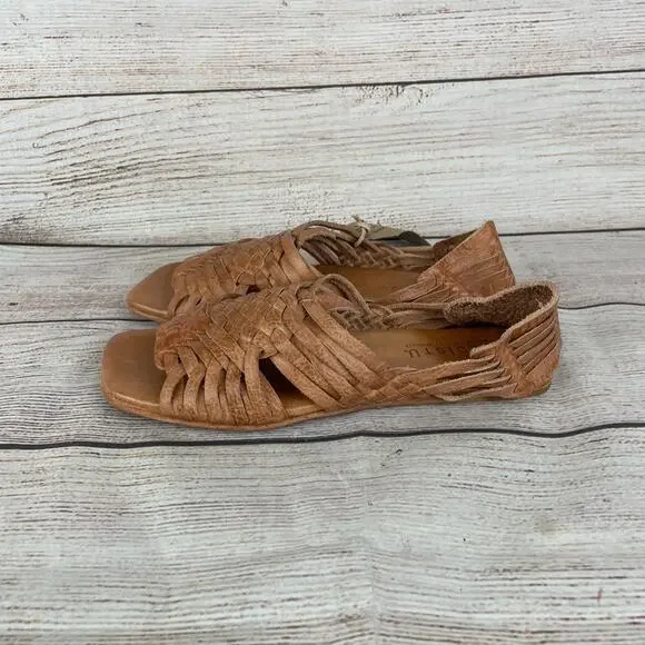Bed Stu Lauren 2 Womens Sz 7 Huarache Sandals Tan DD Leather - Picture 6 of 11